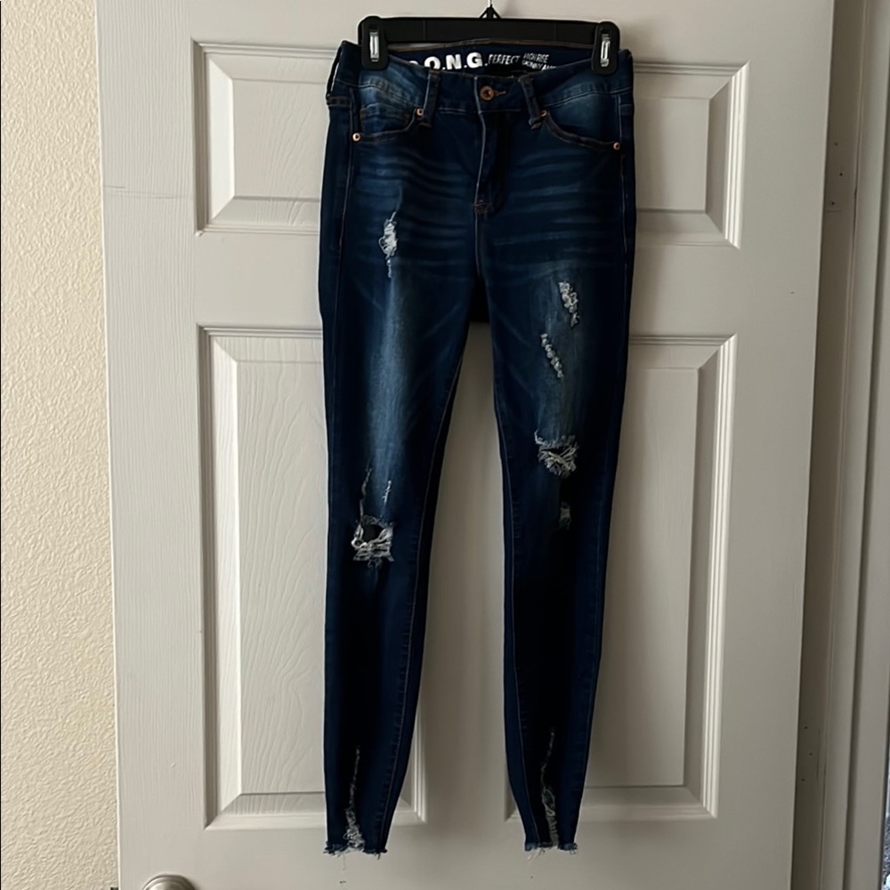 Blue Skinny Jeans with Faded Wash